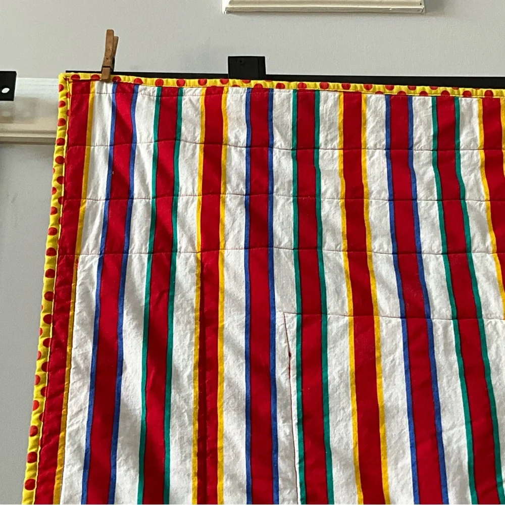 Handmade Quilted Circus Clown Theme Baby Toddler Blanket Quilt Reversible